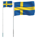Vidaxl flag med flagstang Sverige 5,5 m aluminium
