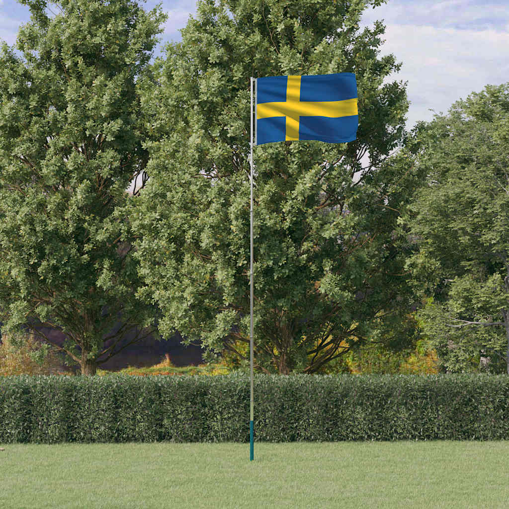 Vidaxl flag med flagstang Sverige 5,5 m aluminium