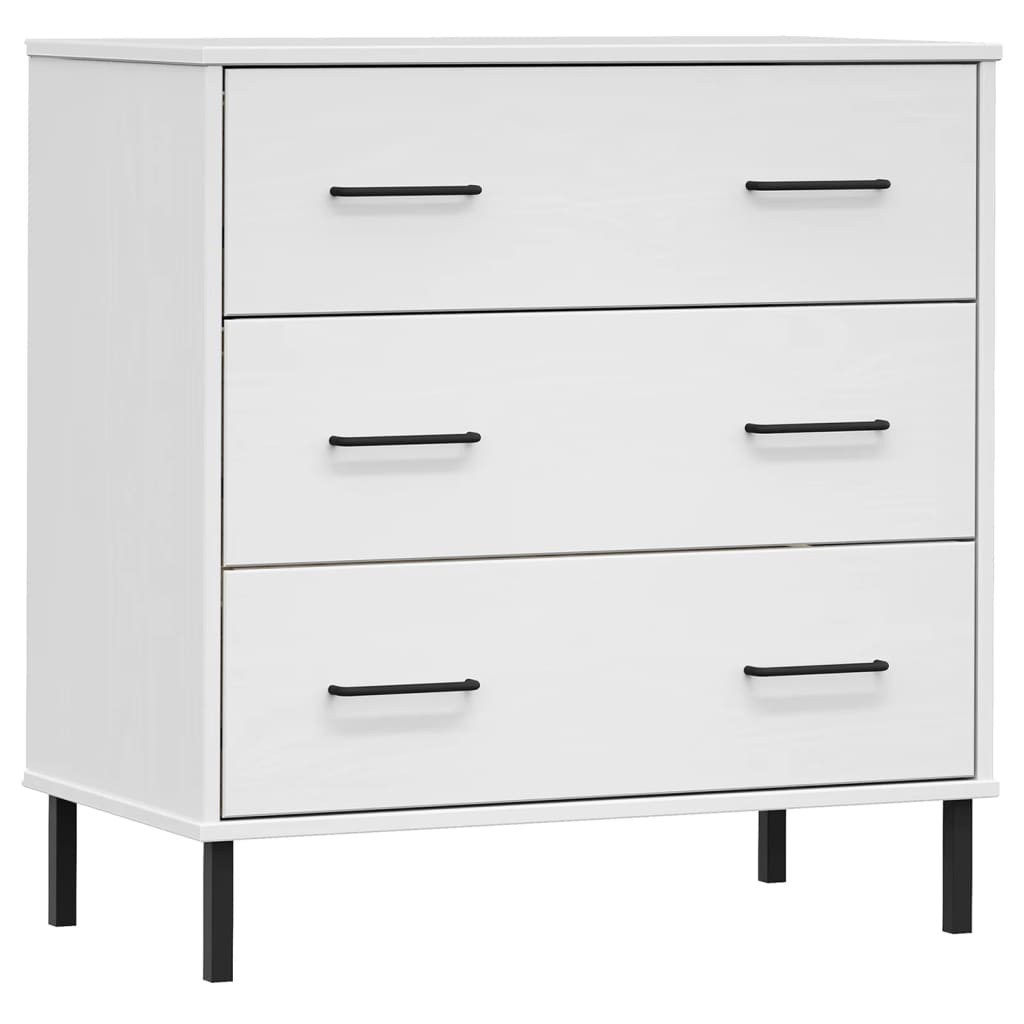 Vidaxl dressoir met 3 lades oslo 77x40x79,5 cm massief hout wit