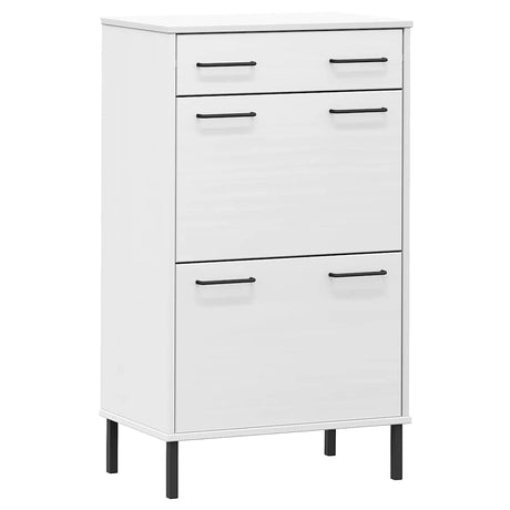 Vidaxl Shoe Cabinet med metalben Oslo Solid Pine Wood White