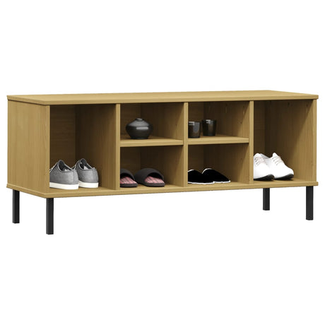 Vidaxl sko rack med metalben Oslo 106x35x45cm fyrretræbrun