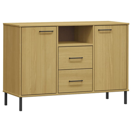 Vidaxl dressoir met metalen poten oslo 113x40x77 cm grenenhout bruin