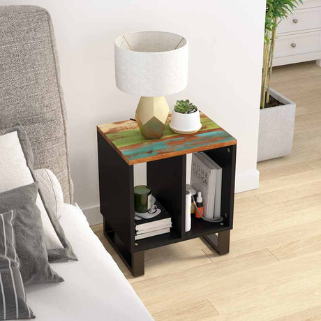 Vidaxl bijzettafel 40x31x46 cm massief gerecycled hout en bewerkt hout