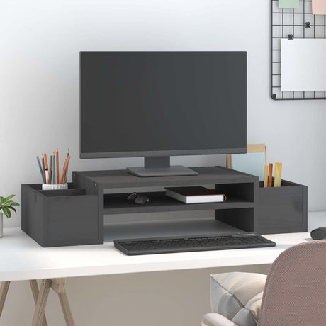 Vidaxx Monitor Stand 70x27,5x15 cm Solid fyrretræ grå
