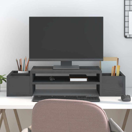 Vidaxx Monitor Stand 70x27,5x15 cm Solid fyrretræ grå