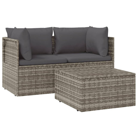 Vidaxl 3-delige loungeset met kussens poly rattan grijs