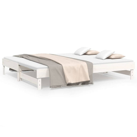 Vidaxl slaapbank uitschuifbaar 2x(100x200) cm massief grenenhout wit