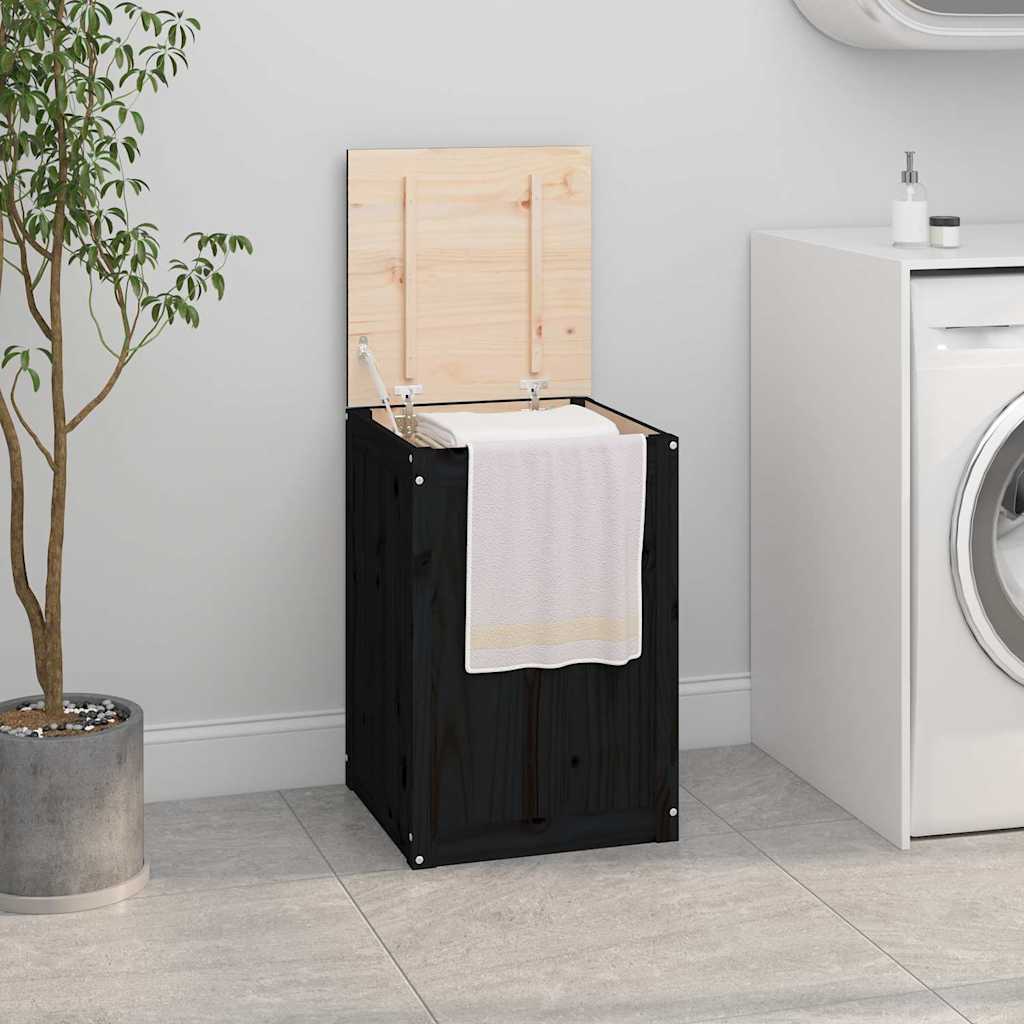 Vidaxx vaskeri kurv 44x44x66 cm Solid fyrretræ sort