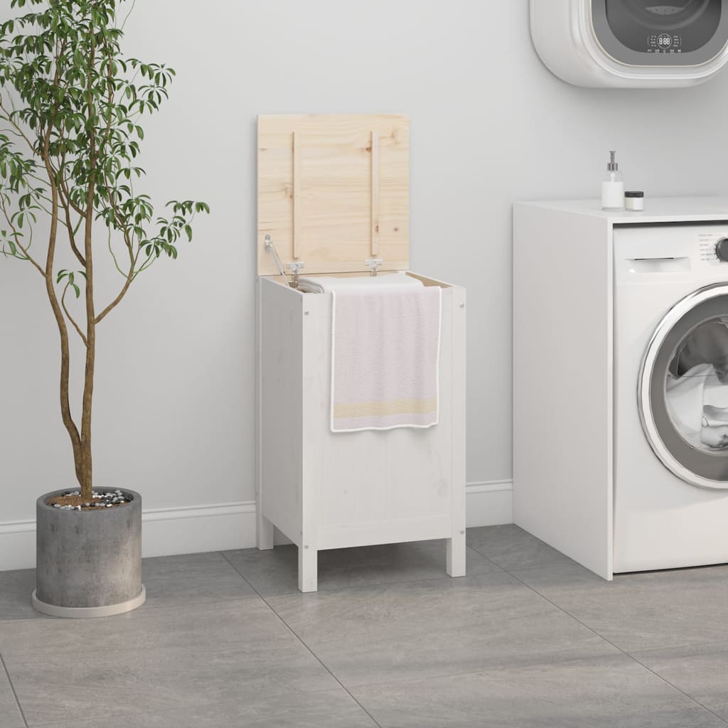 Vidaxl vaskeri kurv 44x44x76 cm fast fyrretræ hvid