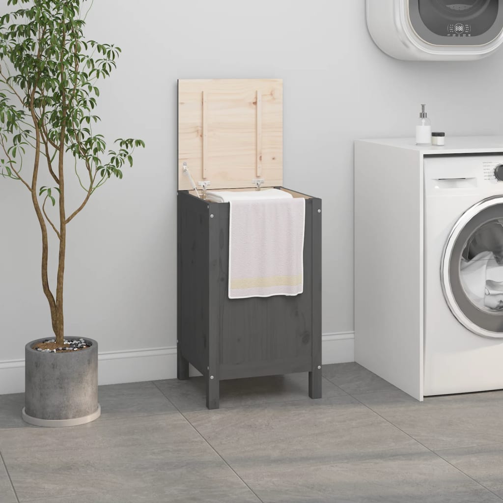 Vidaxx vaskeri kurv 44x44x76 cm solid fyrretræ grå