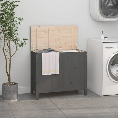 Vidaxx vaskeri kurv 88.5x44x76 cm Solid fyrretræ grå