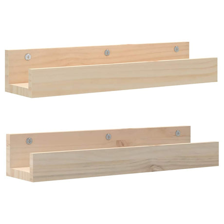 Vidaxl wandschappen 2 st 50x12x9 cm massief grenenhout
