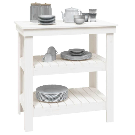 Vidaxx arbejdsbord 78,5x50x80 cm massiv fyrretræ hvid