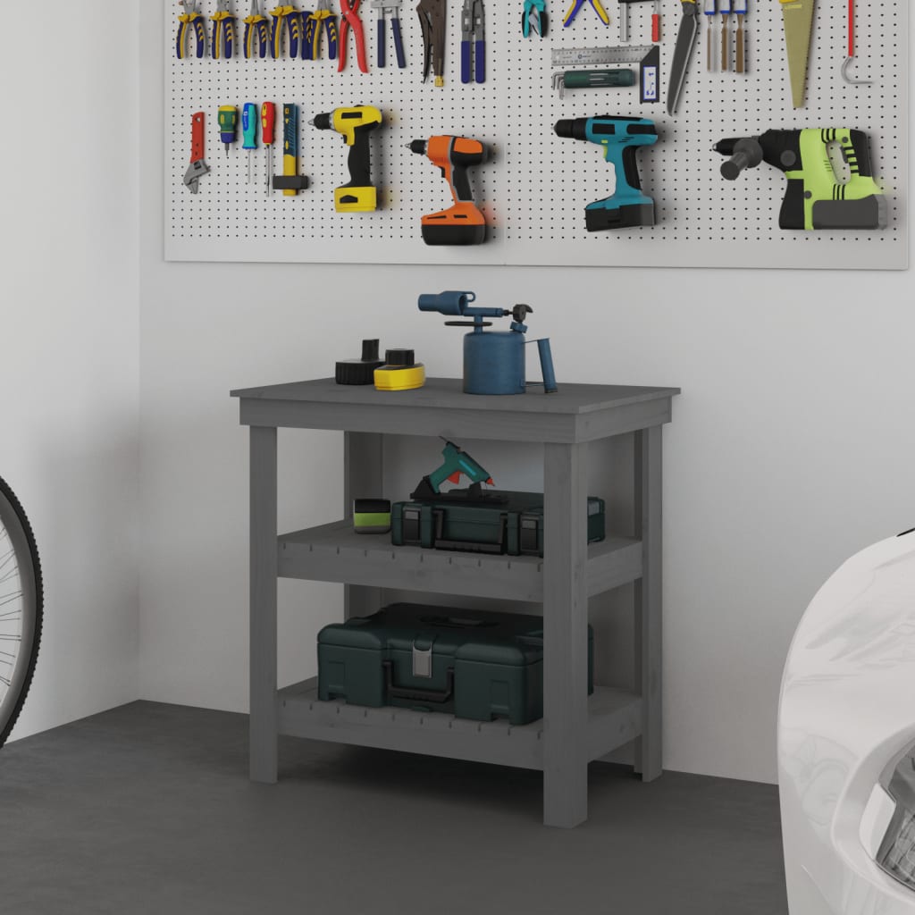 Vidaxx Workbench 78.5x50x80 cm Solid fyrretræ grå