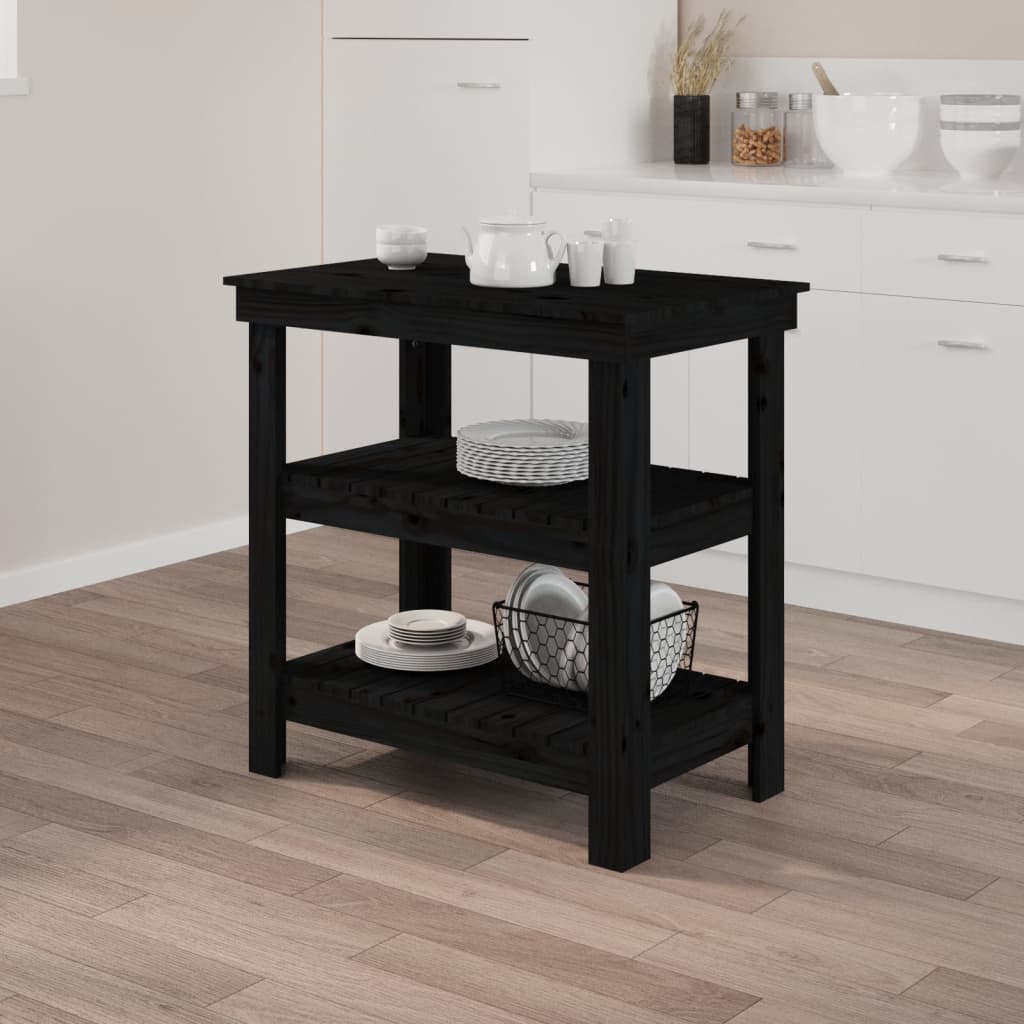 Vidaxx Workbench 78.5x50x80 cm Solid fyrretræ sort