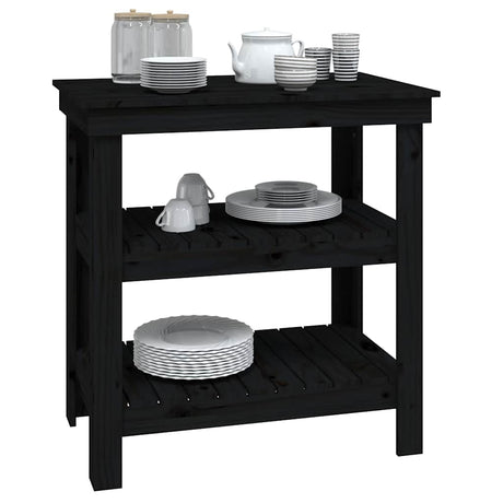 Vidaxx Workbench 78.5x50x80 cm Solid fyrretræ sort