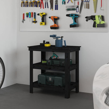 Vidaxx Workbench 78.5x50x80 cm Solid fyrretræ sort