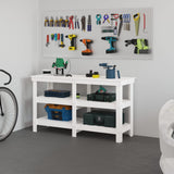 Vidaxx Workbench 142.5x50x80 cm Fast fyrretræ hvid