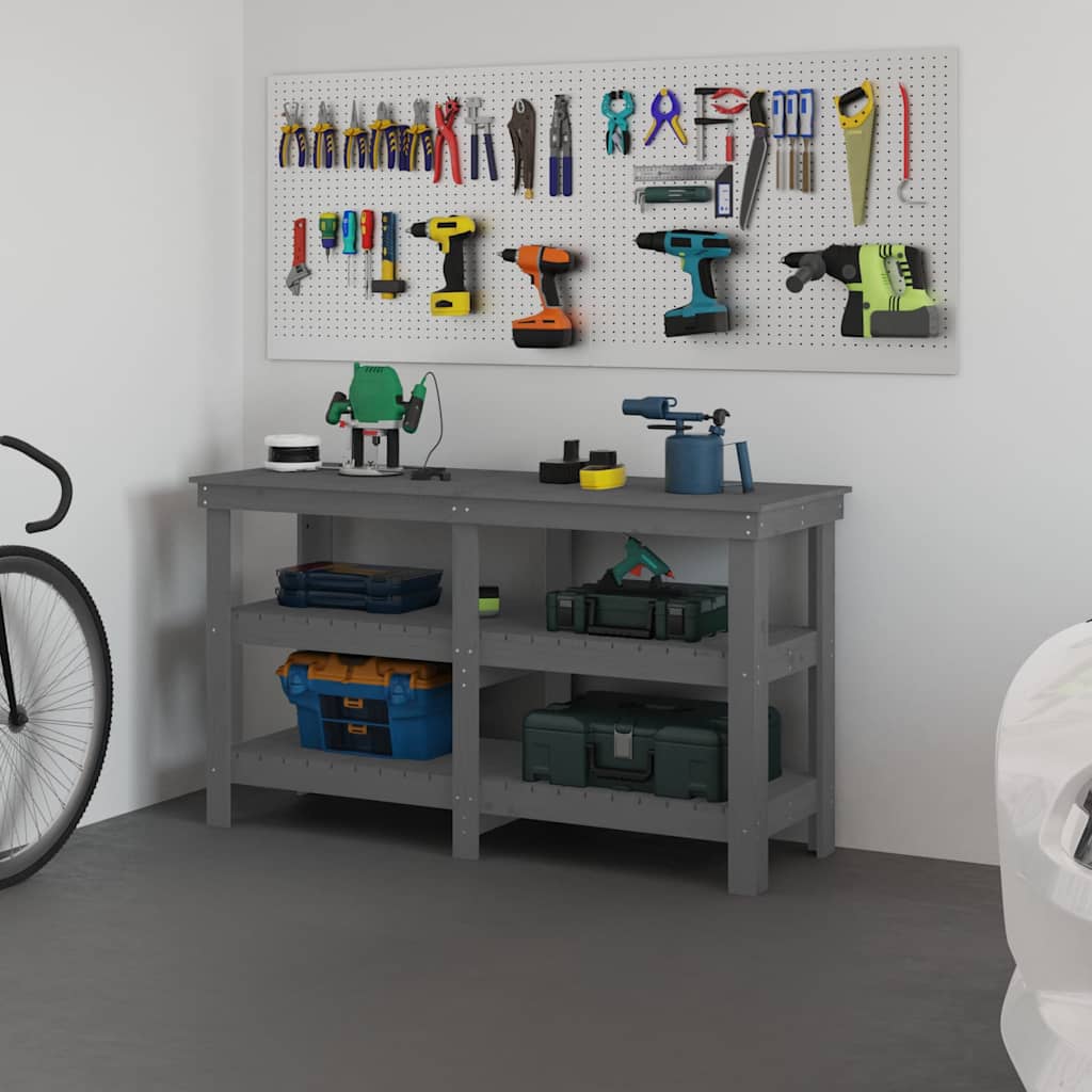Vidaxx Workbench 142.5x50x80 cm Solid fyrretræ grå