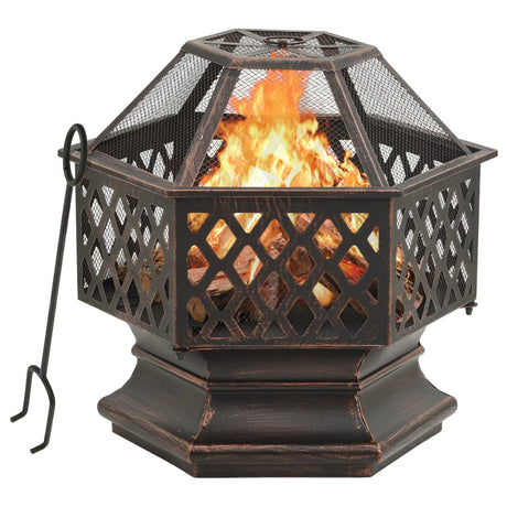 Vidaxl Fire Pit med poker Rustik XXL 62x54x56 cm stål