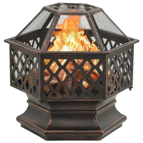 Vidaxl Fire Pit med poker Rustik XXL 62x54x56 cm stål