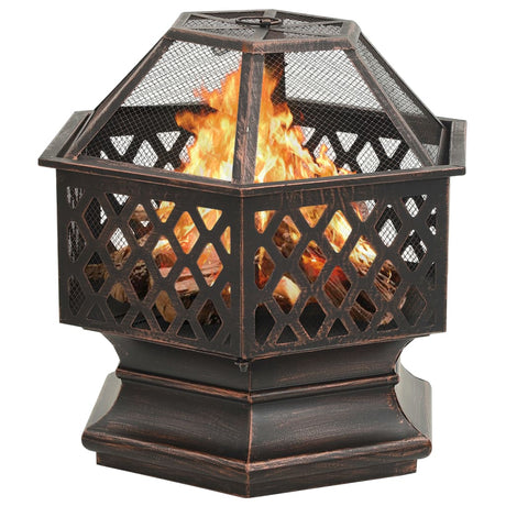 Vidaxl Fire Pit med poker Rustik XXL 62x54x56 cm stål
