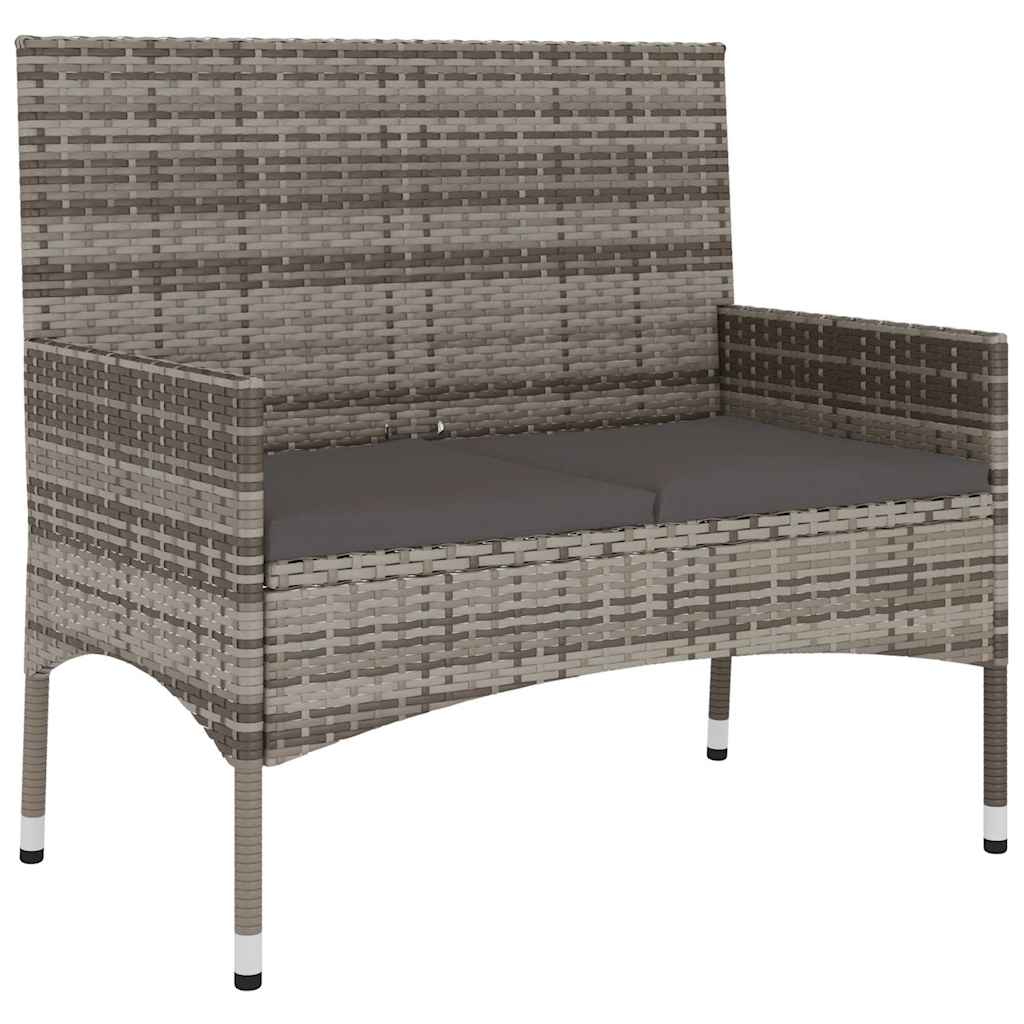 Vidaxl tuinbank 2-zits met kussens poly rattan grijs