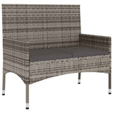 Vidaxl tuinbank 2-zits met kussens poly rattan grijs