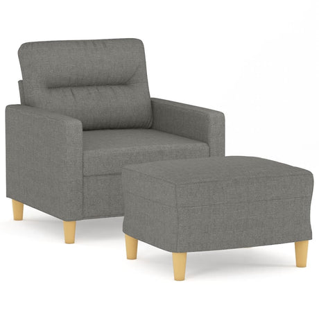 Vidaxl fauteuil met voetenbank 60 cm stof donkergrijs