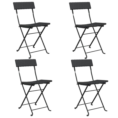 Vidaxl opklapbare stoelen, 4 stuks, zwart, van polyrotan en staal.