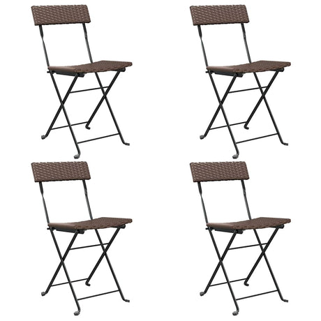 Vidaxl opklapbare stoelen, 4 stuks, bruin, van polyrotan en staal.