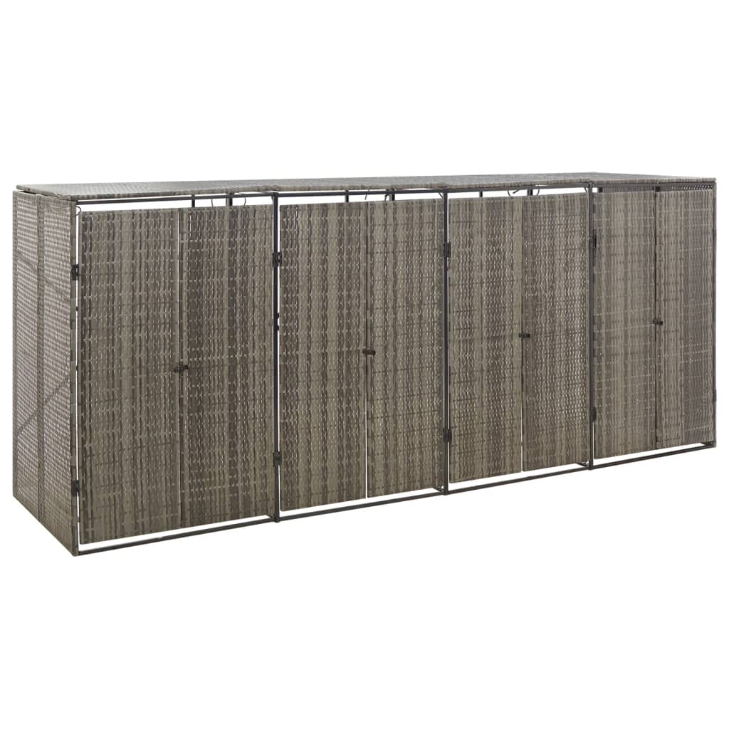 Vidaxl containeropbevaring firedoblet 274x80x117 cm poly rotting grå