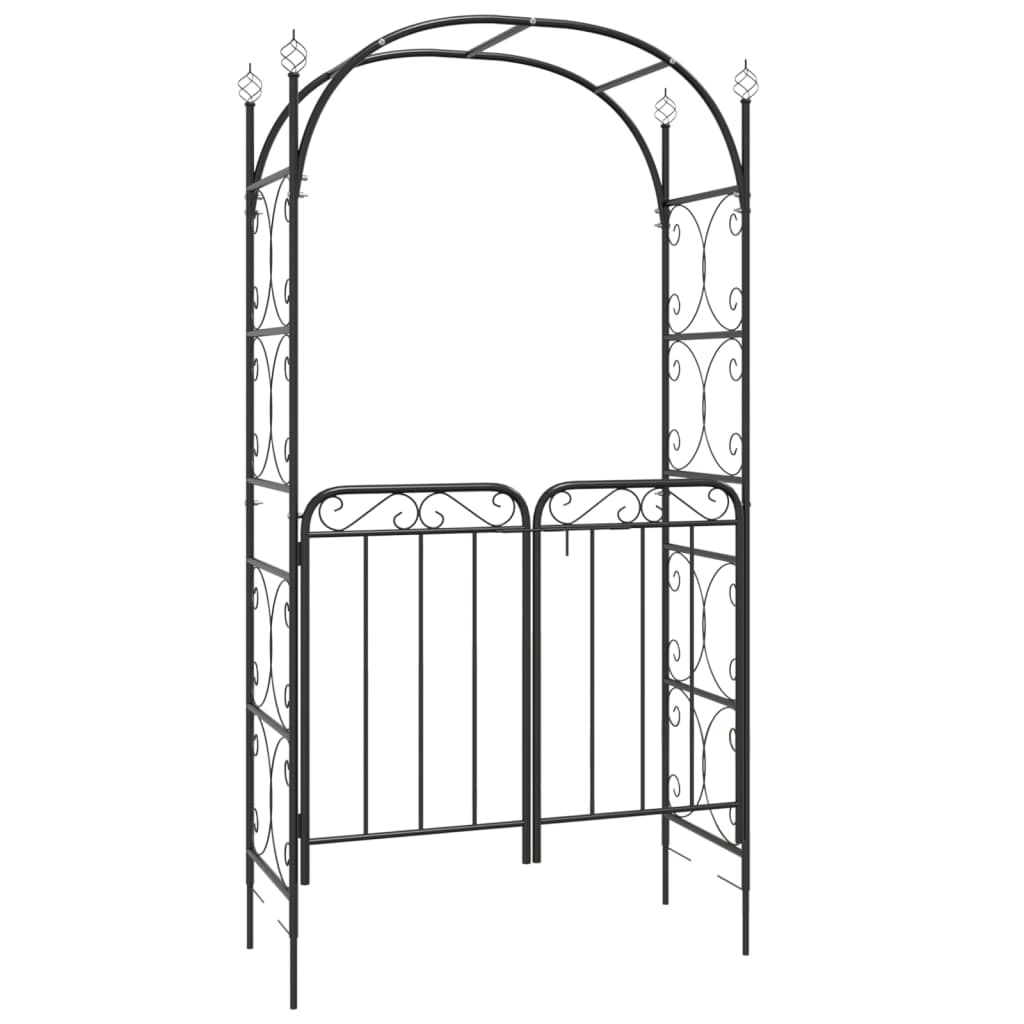 Vidaxl Garden Arch med gate 108x45x235 cm sort stål