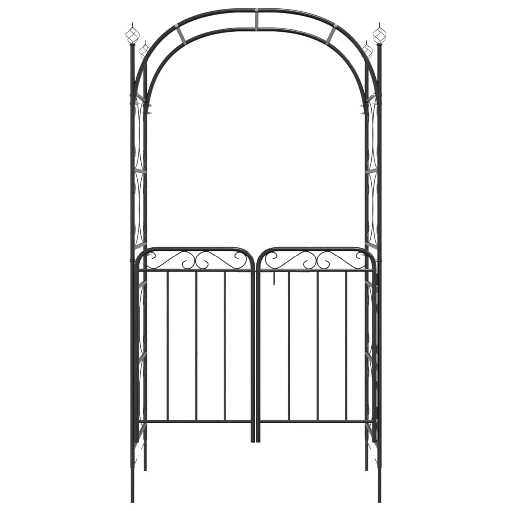 Vidaxl Garden Arch med gate 108x45x235 cm sort stål