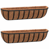 Vidaxx Wall Plantagers 2 stk med kokosnødfiber 61x19x16 cm stål sort sort