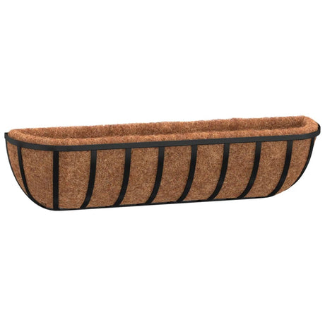 Vidaxx Wall Plantagers 2 stk med kokosnødfiber 76x21x16 cm stål sort sort