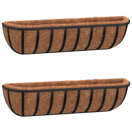 Vidaxx Wall Bins 2 stk med kokosnødfiber 91x20x23 cm stål sort sort