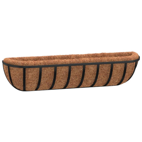 Vidaxx Wall Bins 2 stk med kokosnødfiber 91x20x23 cm stål sort sort