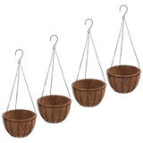 Vidaxx hængende plantere 4 stk med kokosnødskasse stål Ø 30x52 cm sort