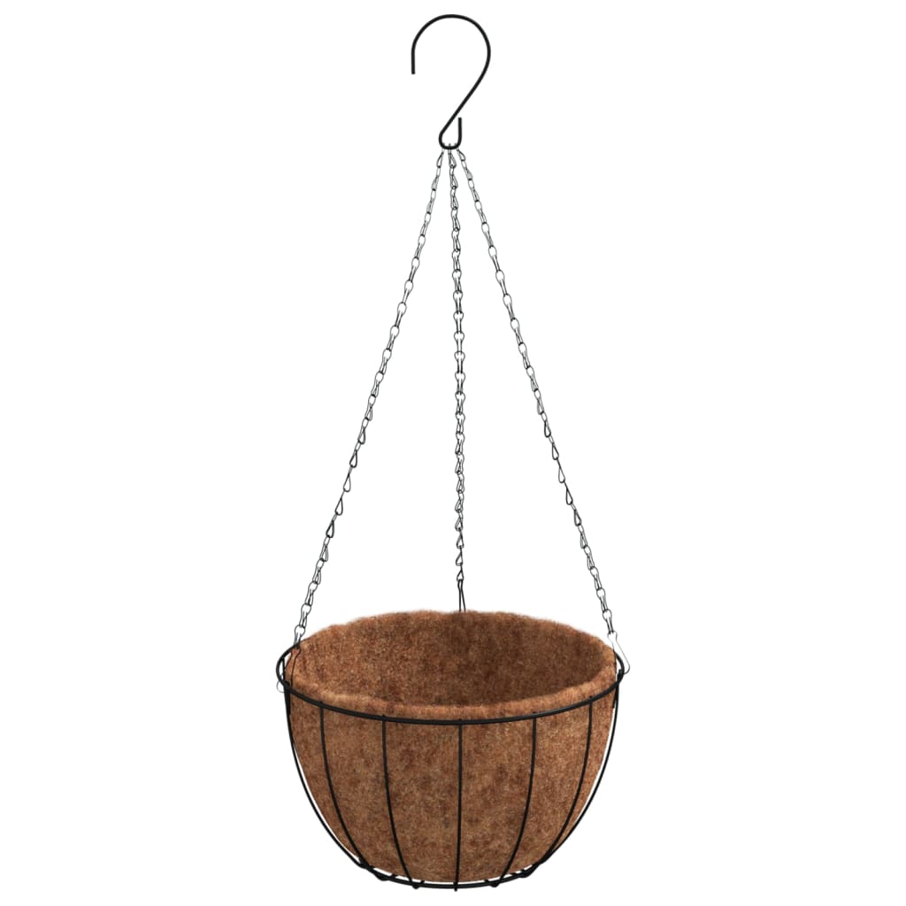 Vidaxx hængende plantere 4 stk med kokosnødskasse stål Ø 30x52 cm sort
