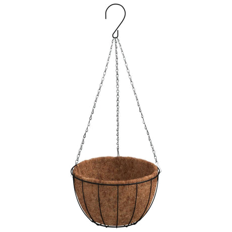 Vidaxx hængende plantagere 4 stk med kokosnødskasse stål Ø 40x63 cm sort