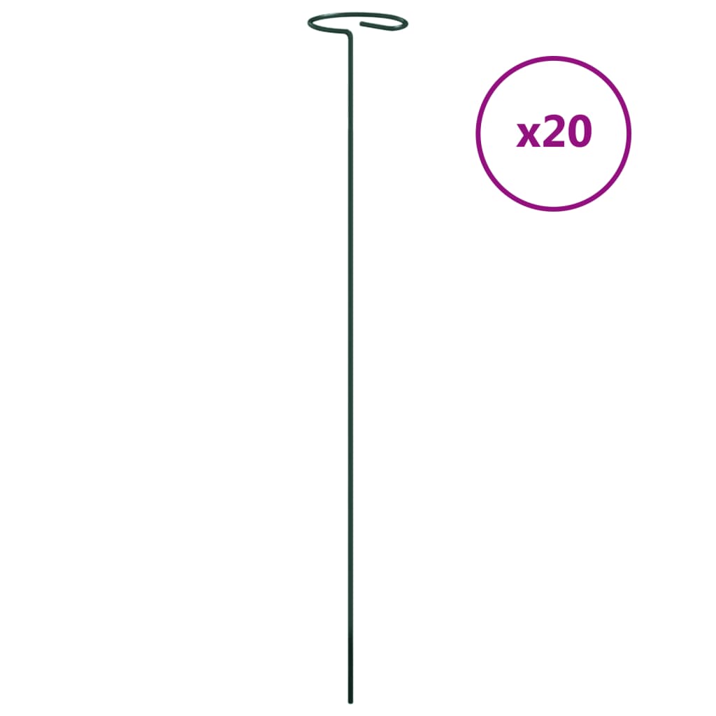 Vidaxl Plant Stakes 20 stk 40 cm stål mørkegrøn