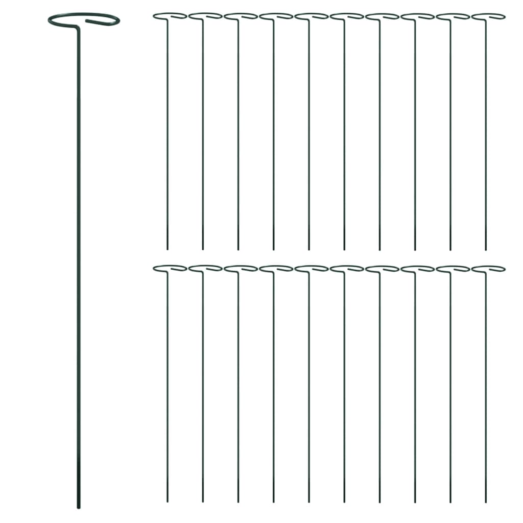 Vidaxl Plant Stakes 20 stk 40 cm stål mørkegrøn