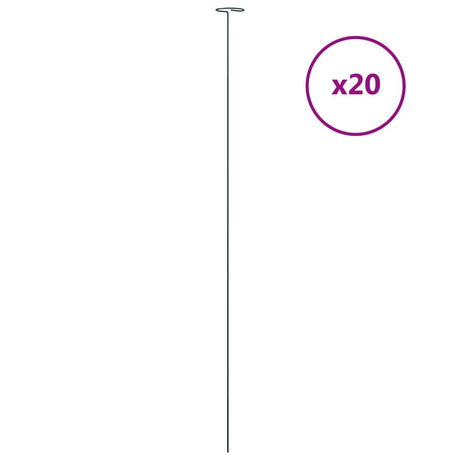 Vidaxl Plant Stakes 20 stk 91 cm stål mørkegrøn
