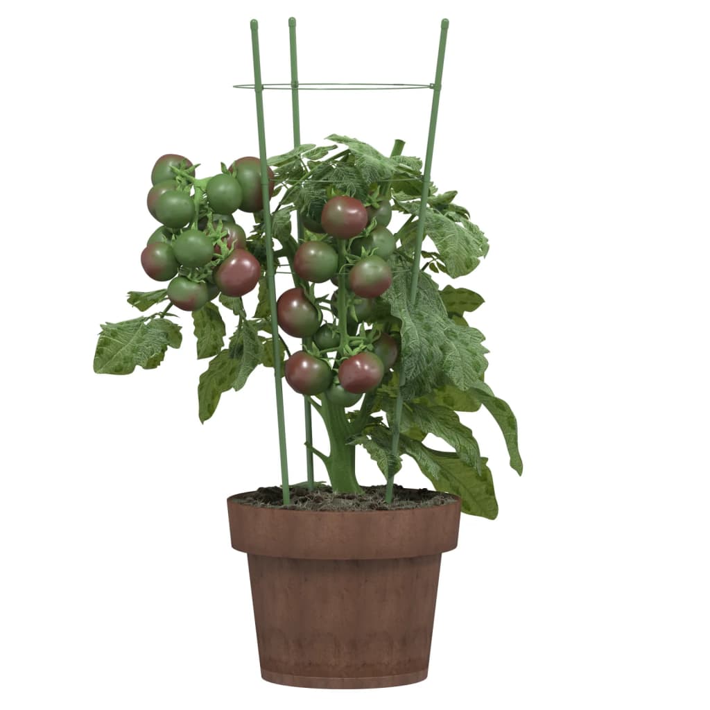 VIDAXXL PLANT understøtter 5 stk med 3 ringe 45 cm stålgrøn