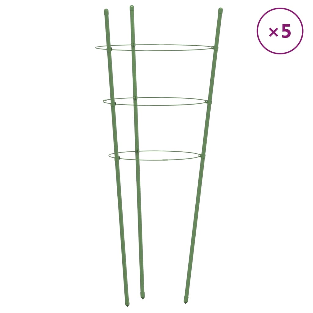 Vidaxl Plant understøtter 5 stk med 3 ringe 60 cm stålgrøn
