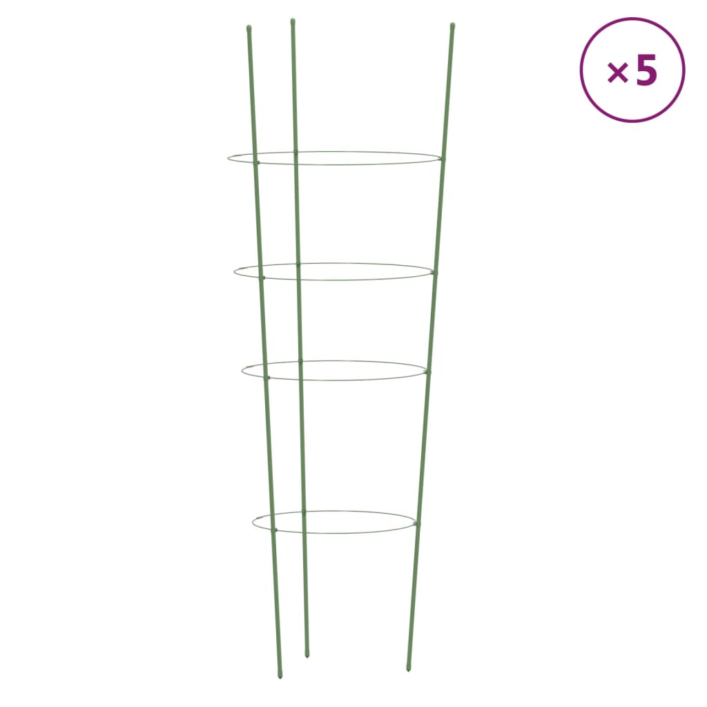 Vidaxl Plant understøtter 5 stk med 4 ringe 90 cm stålgrøn