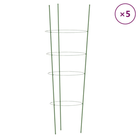 Vidaxl Plant understøtter 5 stk med 4 ringe 90 cm stålgrøn