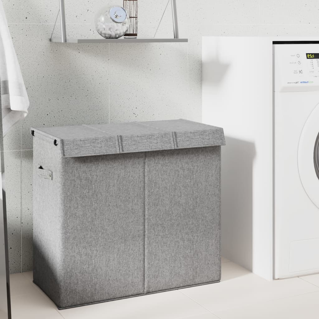 Vidaxl vaskeri kurv sammenfoldelig 64,5x34,5x59 cm Art Linen Gray