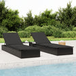 Vidaxl ligbed met kussen 1 st 201x55x62 cm poly rattan zwart